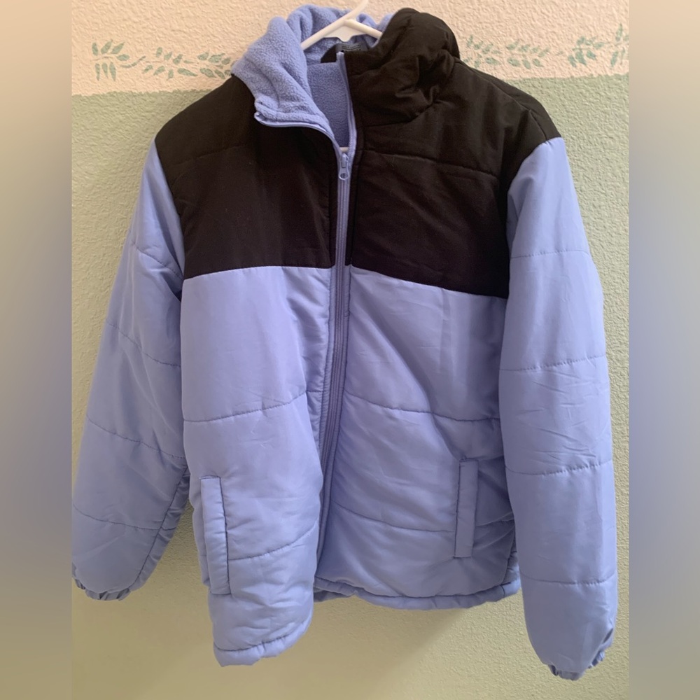 Operation Warm Light Purple Black Womens  Puffer Coat Jacket With Hood Size S
